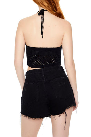 Sweater-Knit Halter Crop Top
