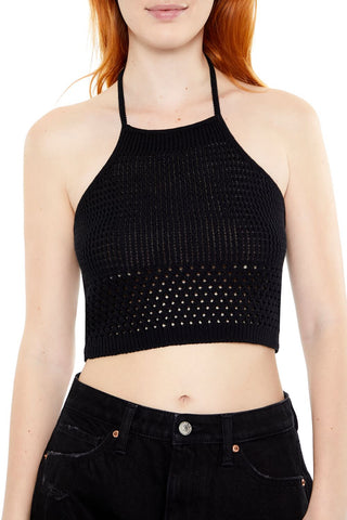 Sweater-Knit Halter Crop Top