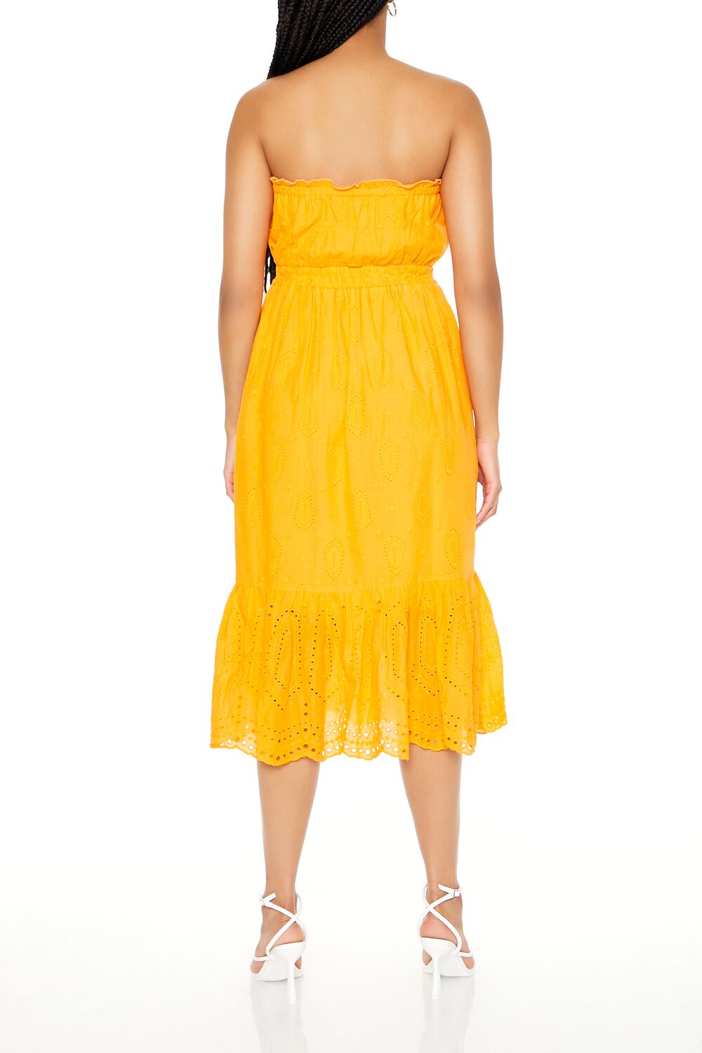  Forever 21 Strapless Eyelet Bow Midi Dress - white - Bonton