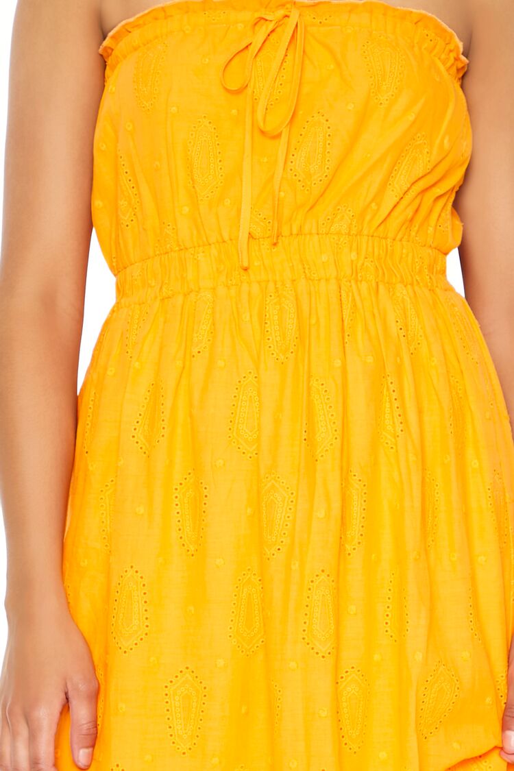  Forever 21 Strapless Eyelet Bow Midi Dress - white - Bonton