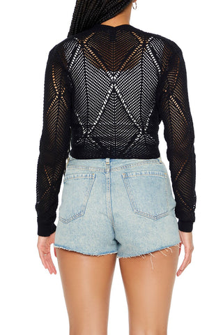 Open-Knit Tie-Front Sweater