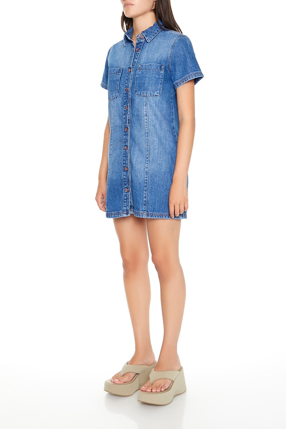  Forever 21 Denim Mini Dress - medium-denim - Bonton