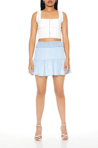 Lace-Trim Corset Crop Top