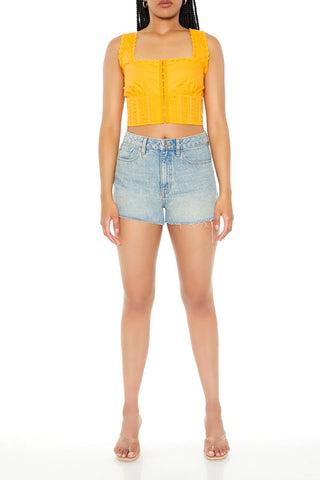 Lace-Trim Corset Crop Top