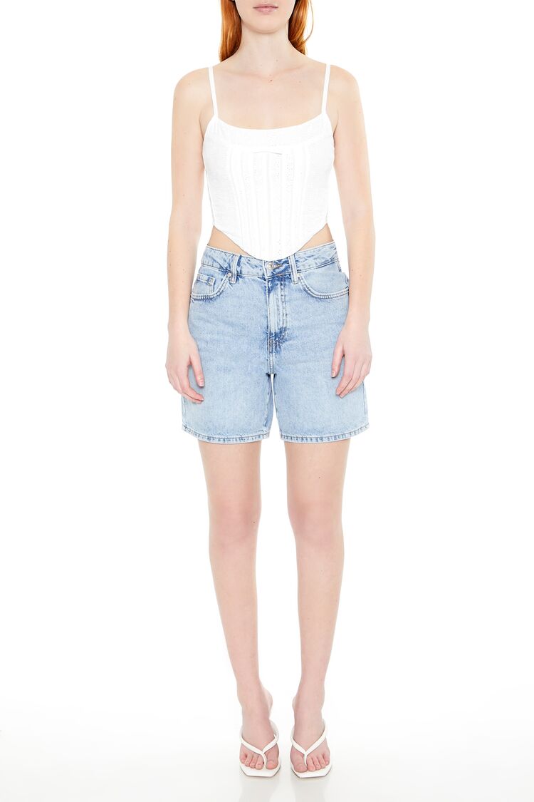  Forever 21 Floral Eyelet Bow Cami - white - Bonton