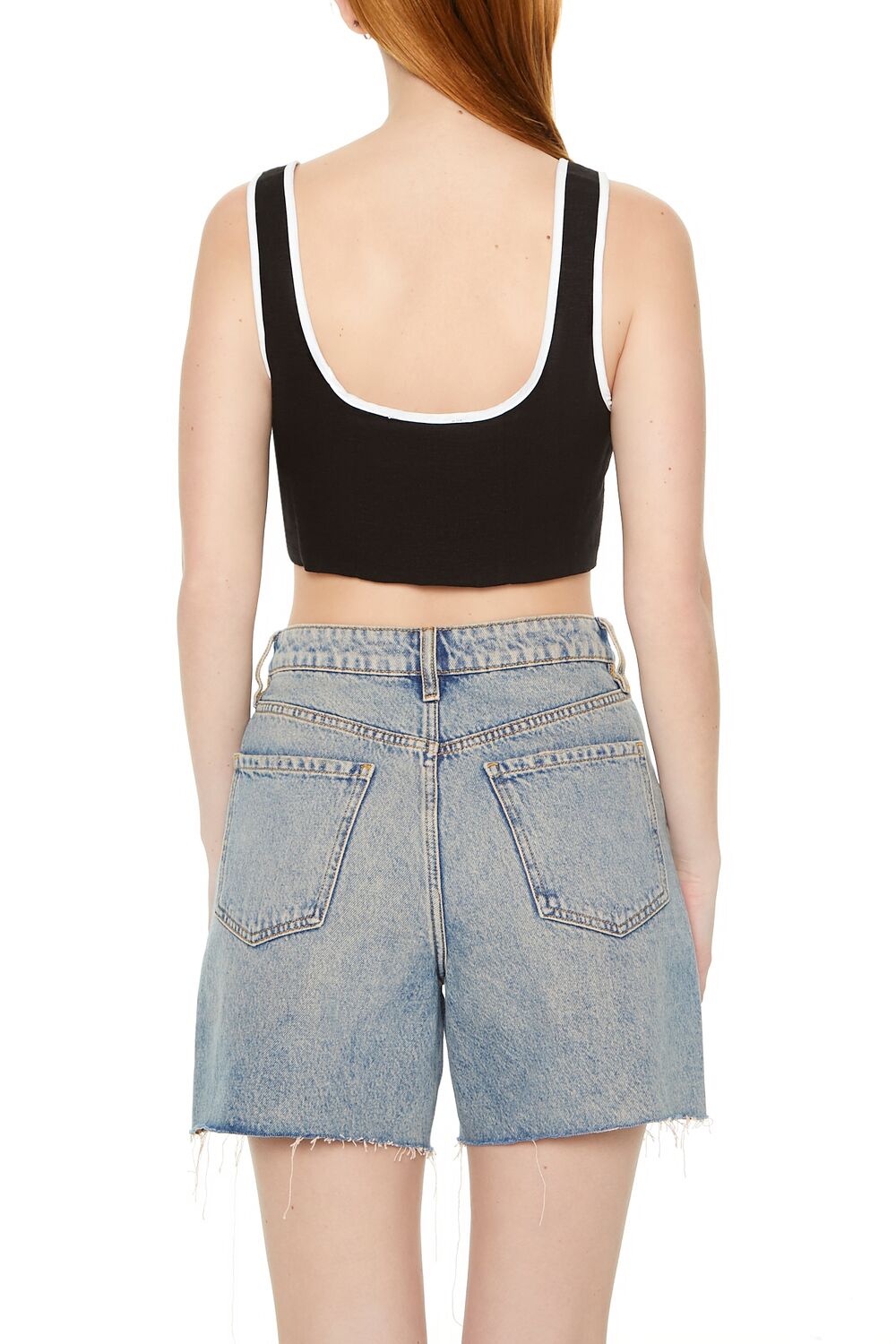  Forever 21 Tie-Front Crop Top - black - Bonton