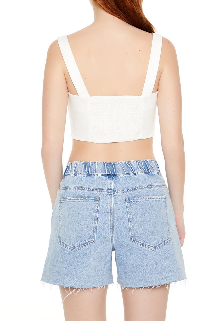  Forever 21 Smocked Crop Top - white - Bonton