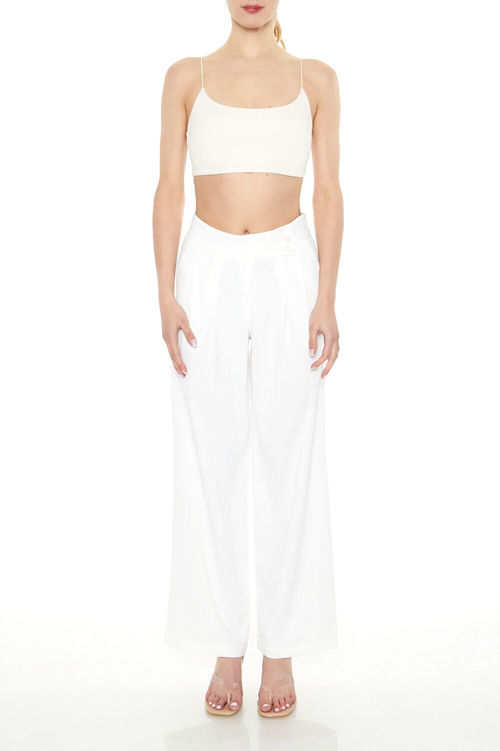  Forever 21 Mid-Rise Straight Pants - ivory - Bonton