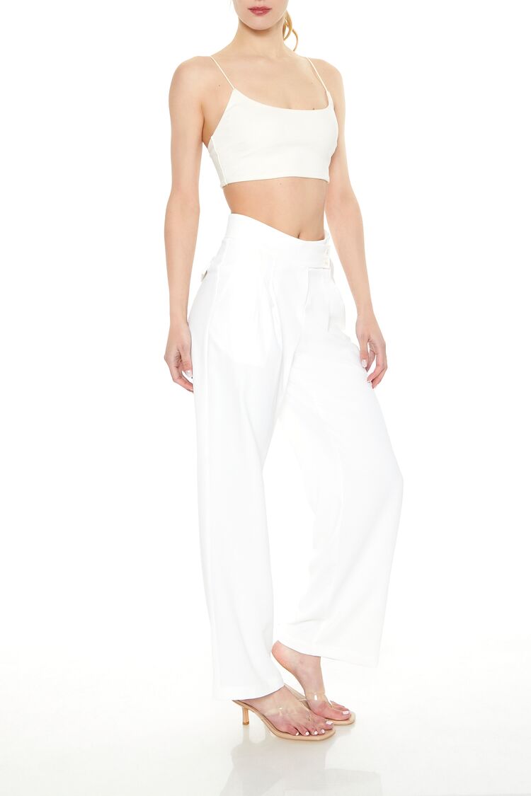  Forever 21 Mid-Rise Straight Pants - ivory - Bonton