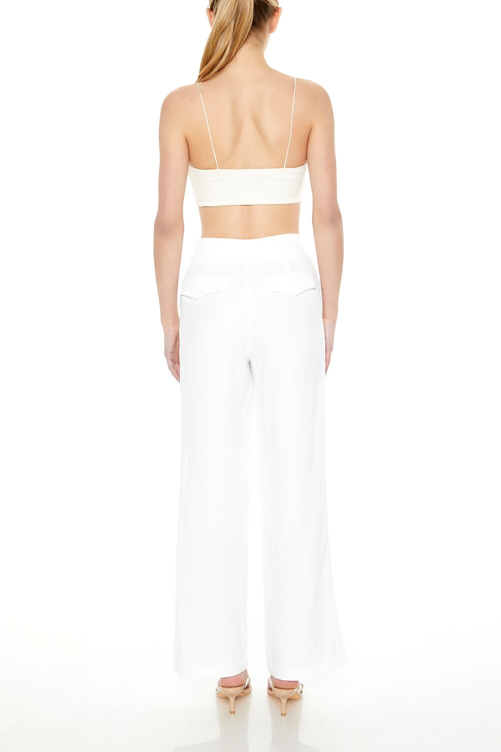 Forever 21 Mid-Rise Straight Pants - ivory - Bonton
