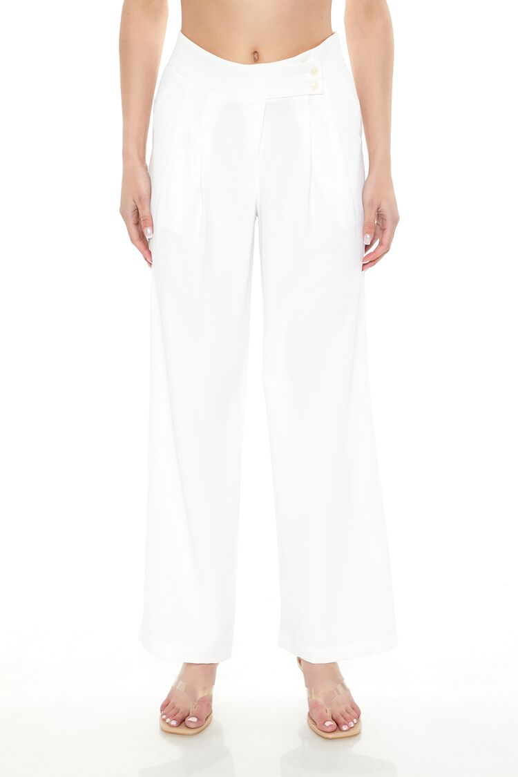  Forever 21 Mid-Rise Straight Pants - ivory - Bonton