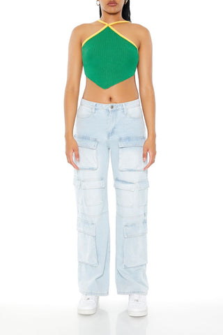 Sweater-Knit Halter Crop Top