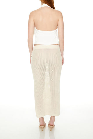 Crochet Lace-Up Maxi Skirt