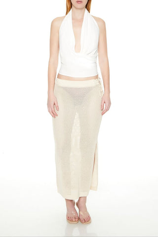 Crochet Lace-Up Maxi Skirt