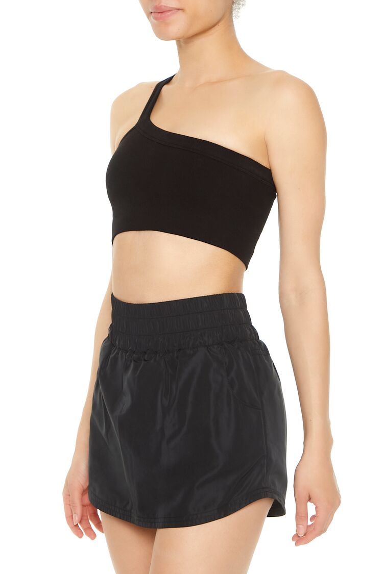  Forever 21 Seamless One-Shoulder Sports Bra - black - Bonton