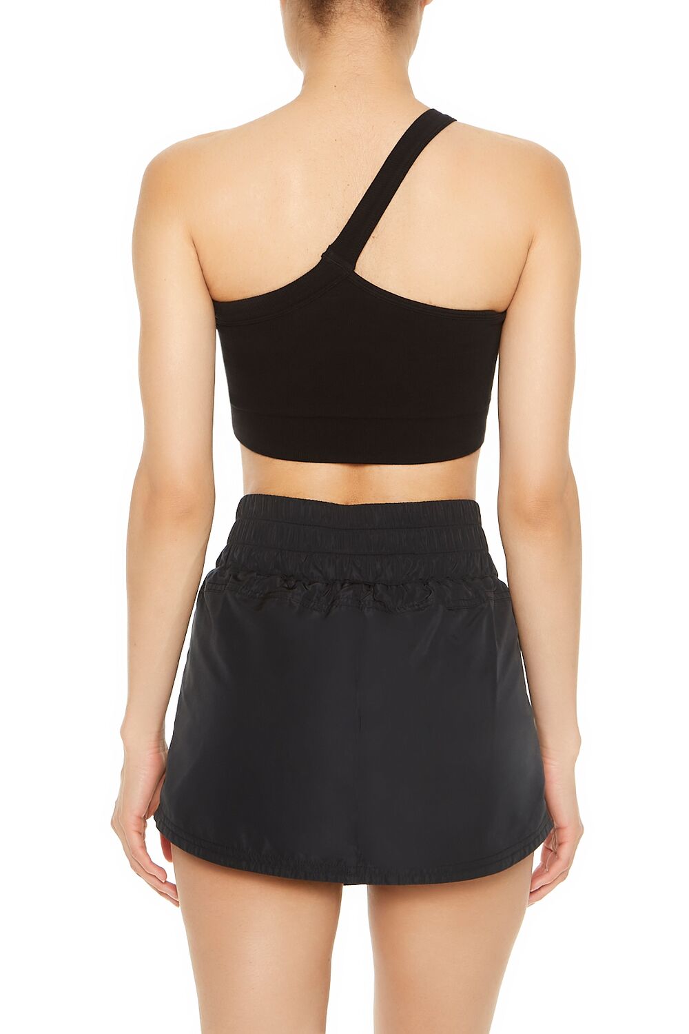 Forever 21 Seamless One-Shoulder Sports Bra - black - Bonton