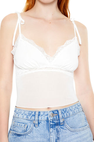 Mesh & Lace Tie-Strap Cami