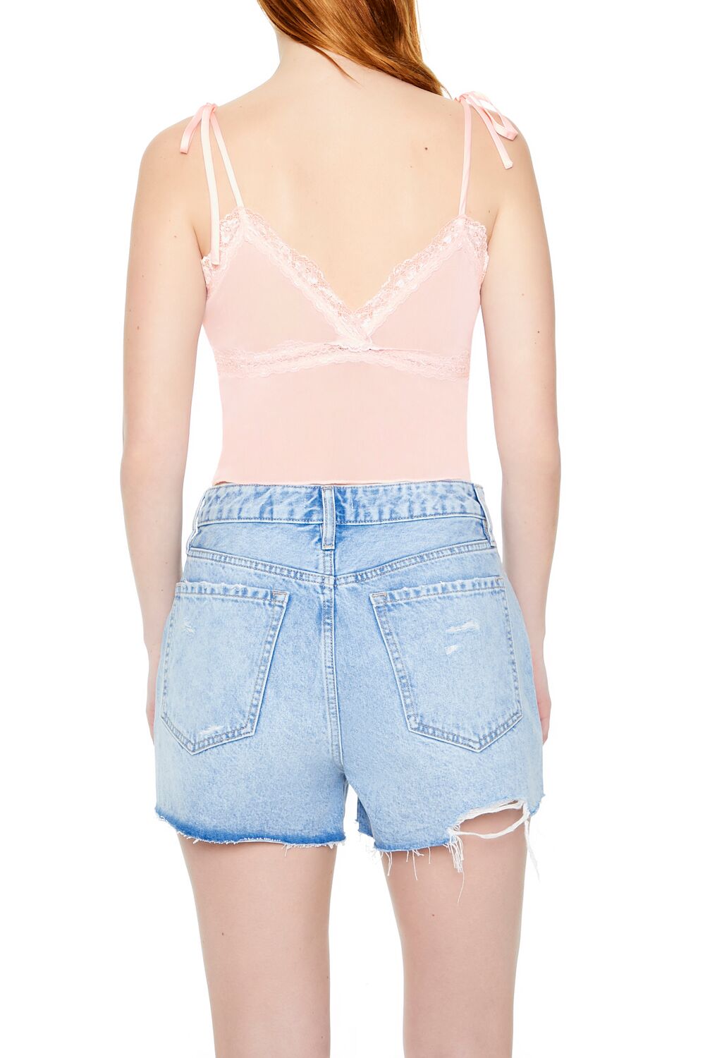  Forever 21 Mesh & Lace Tie-Strap Cami - white - Bonton