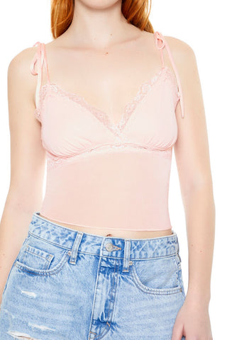 Mesh & Lace Tie-Strap Cami