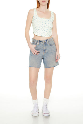 Cropped Floral Print Tank Top