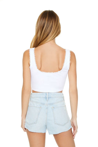 Ruched Lace-Trim Crop Top