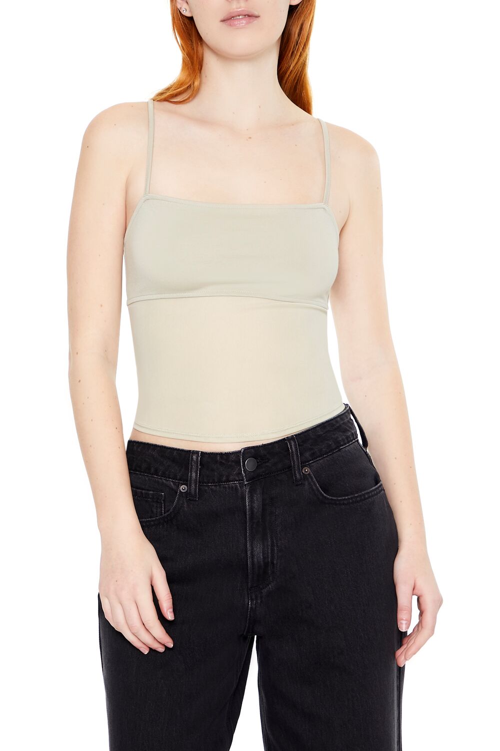  Forever 21 Sheer Ponte Knit Cami - oyster grey - Bonton