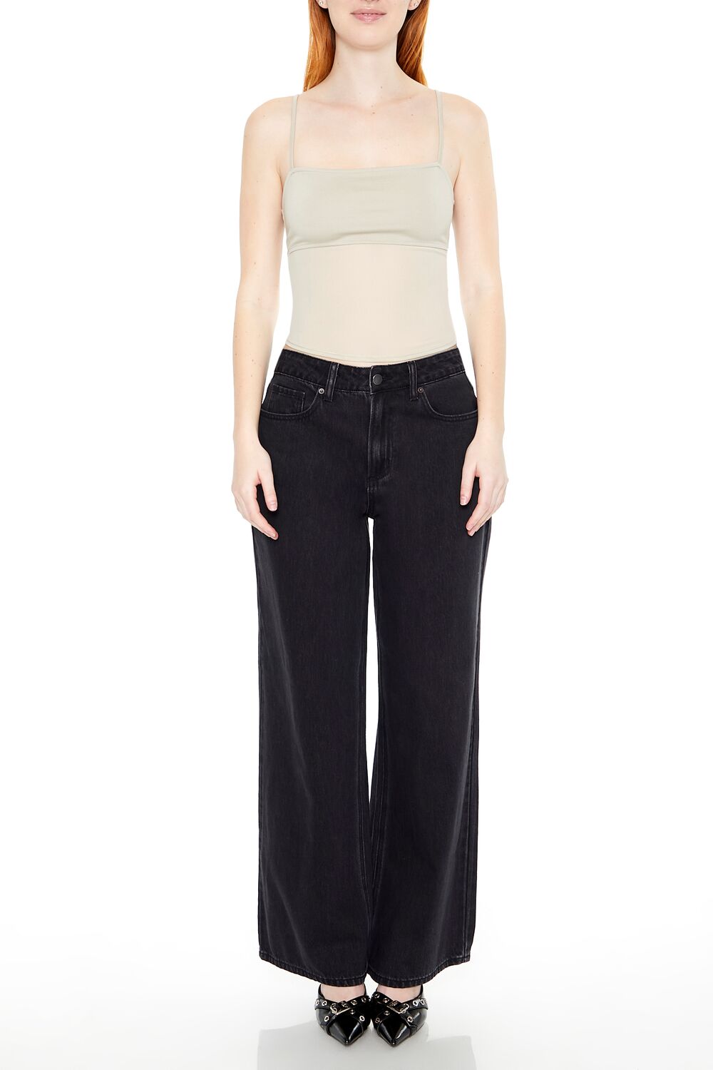  Forever 21 Sheer Ponte Knit Cami - oyster grey - Bonton