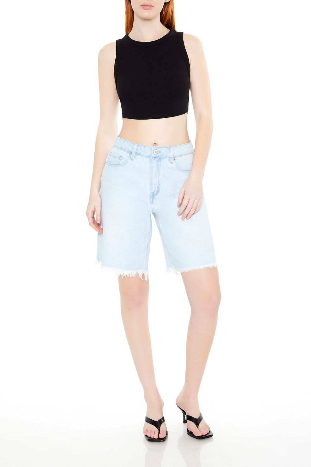  Forever 21 Cropped Dolphin-Hem Tank Top - dark cocoa - Bonton