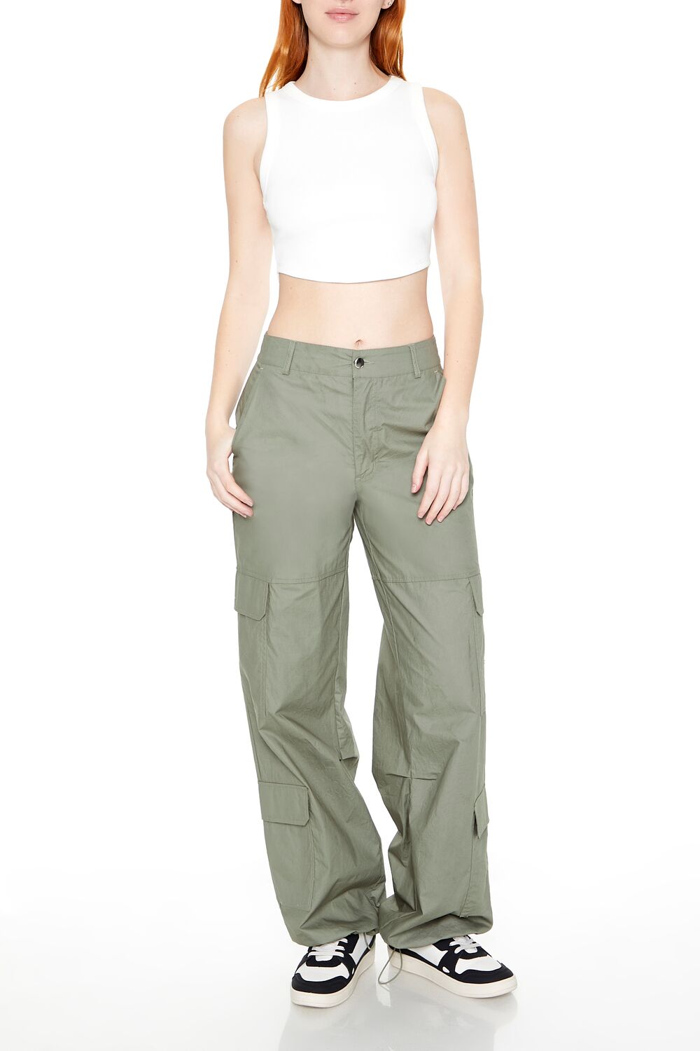  Forever 21 Cropped Dolphin-Hem Tank Top - dark cocoa - Bonton