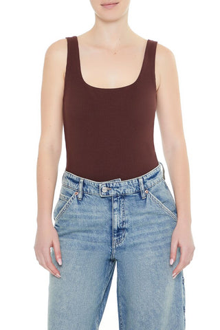 Textured V-Back Tank Bodysuit