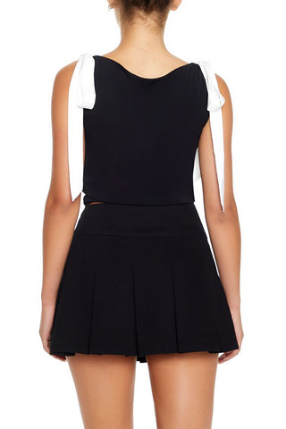 Sleeveless Satin Bow Top