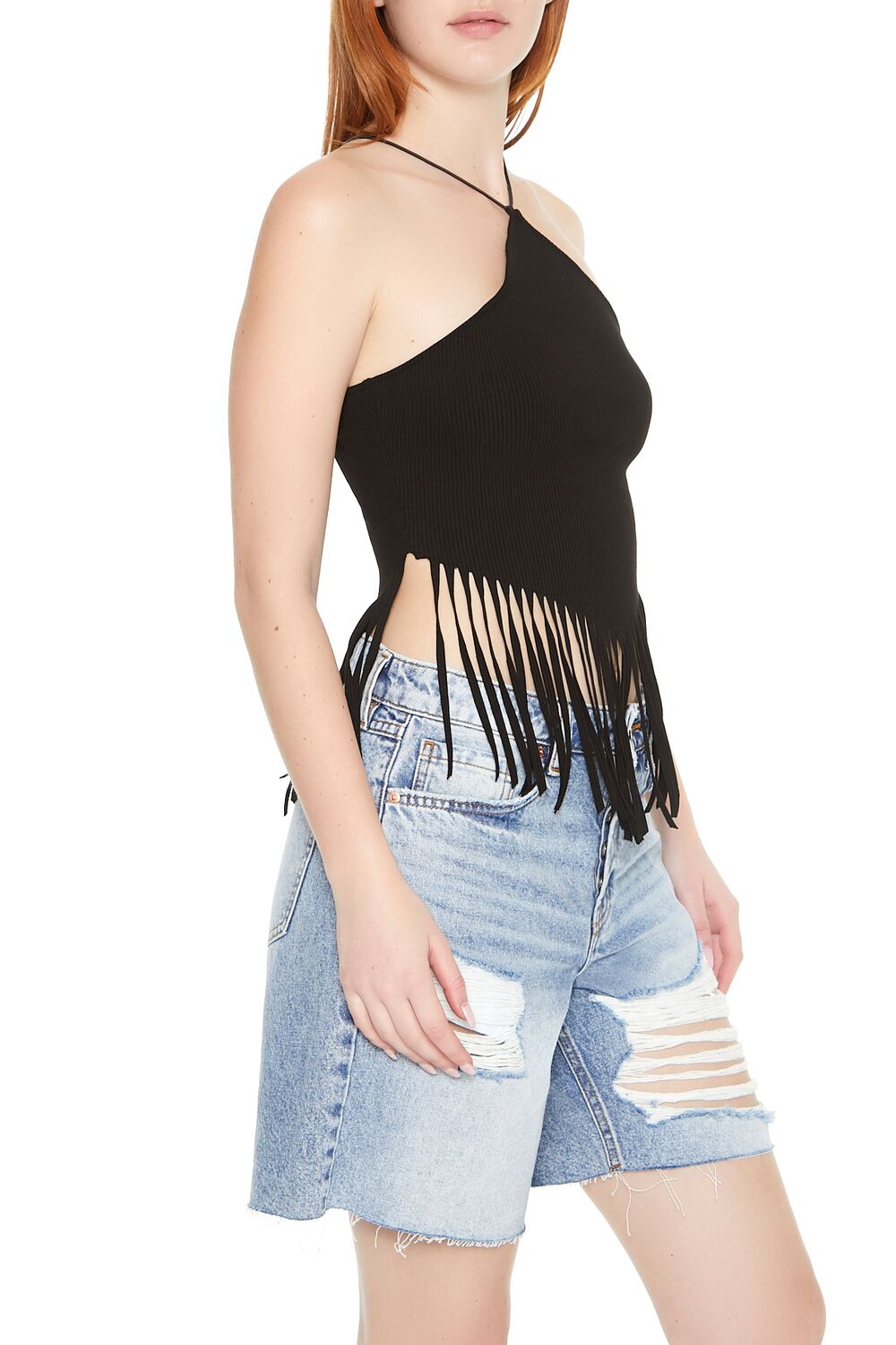  Forever 21 Fringe Cropped Cami - black - Bonton