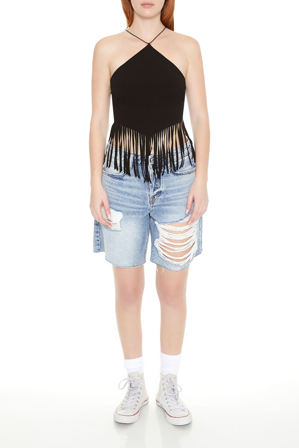  Forever 21 Fringe Cropped Cami - black - Bonton