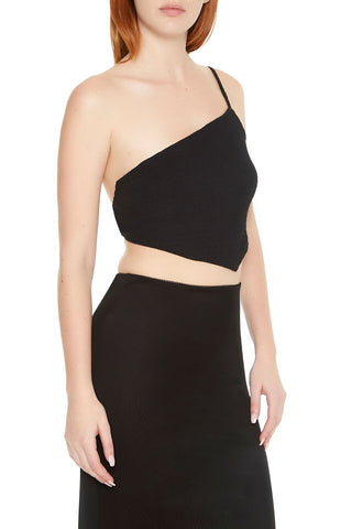 Textured One-Shoulder Crop Top