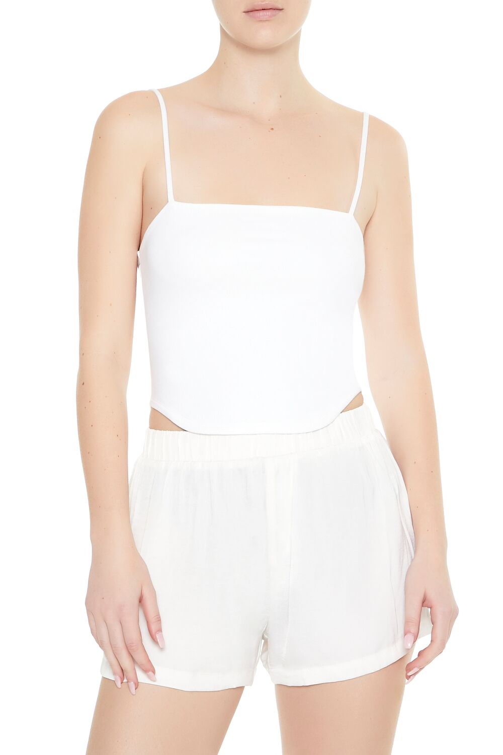  Forever 21 Cropped Dolphin-Hem Cami - white - Bonton