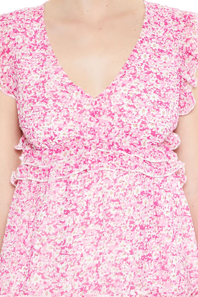  Forever 21 Chiffon Floral Print Mini Dress - pink-multi - Bonton