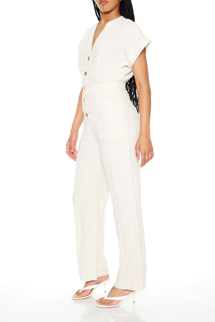  Forever 21 Buttoned Straight-Leg Jumpsuit - oatmeal - Bonton