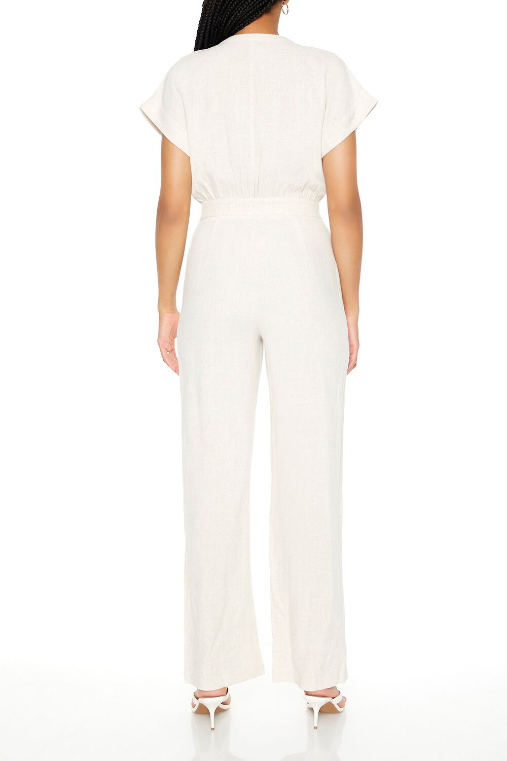  Forever 21 Buttoned Straight-Leg Jumpsuit - oatmeal - Bonton