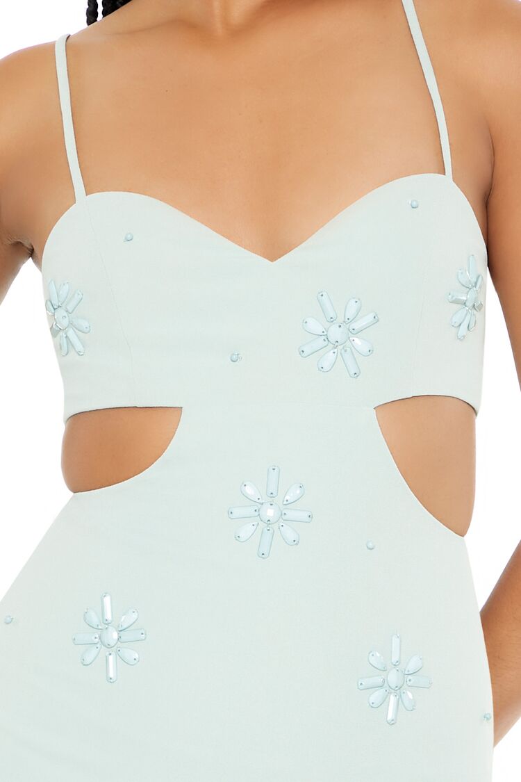  Forever 21 Flower Cutout Mini Dress - sage-swatch - Bonton