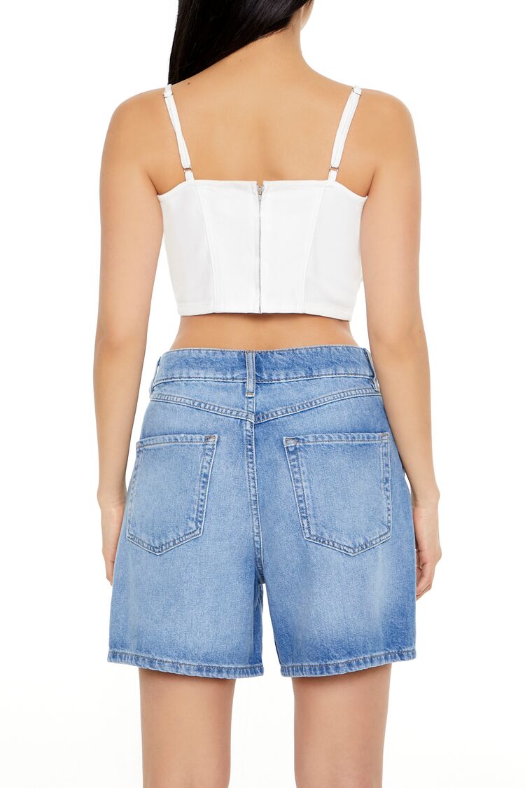  Forever 21 Denim Rose Cropped Cami - white - Bonton