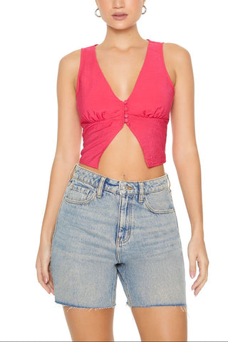 Plunging Split-Hem Crop Top