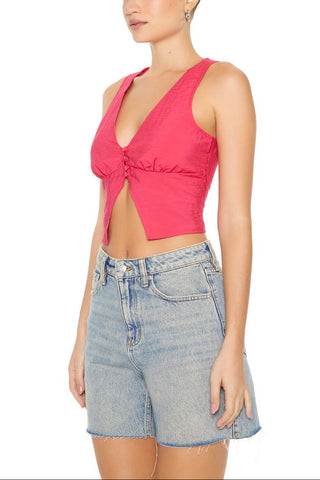Plunging Split-Hem Crop Top