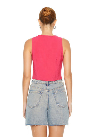 Plunging Split-Hem Crop Top