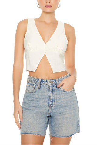 Plunging Split-Hem Crop Top