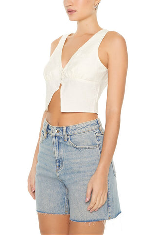 Plunging Split-Hem Crop Top