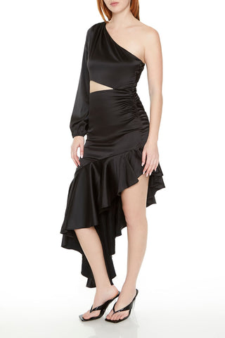 Asymmetrical One-Shoulder Midi Dress