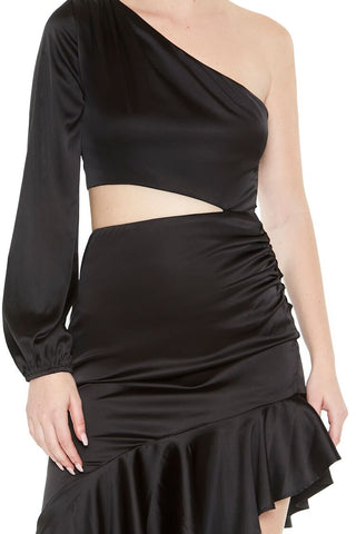 Asymmetrical One-Shoulder Midi Dress