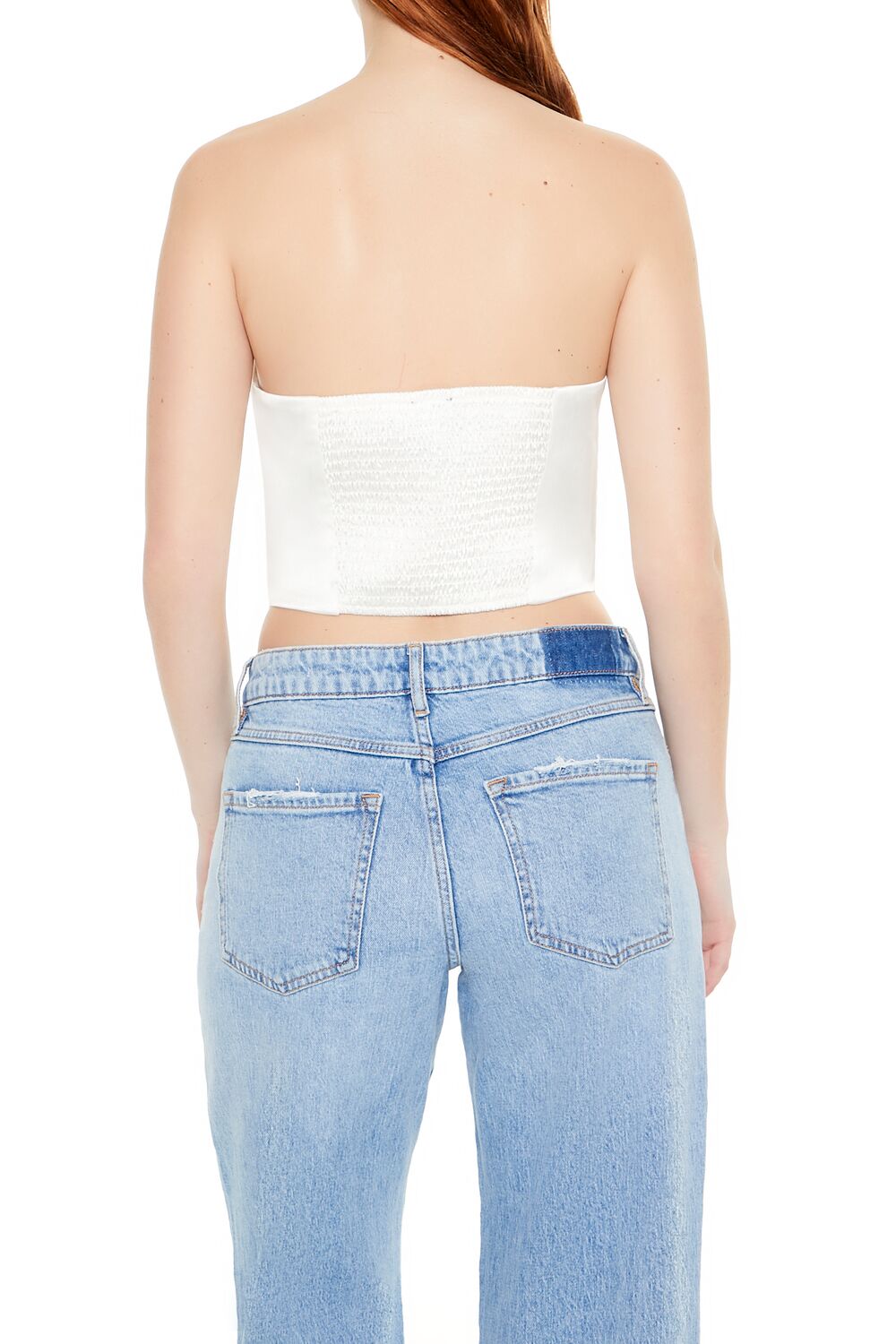  Forever 21 Satin Cropped Tube Top - white - Bonton