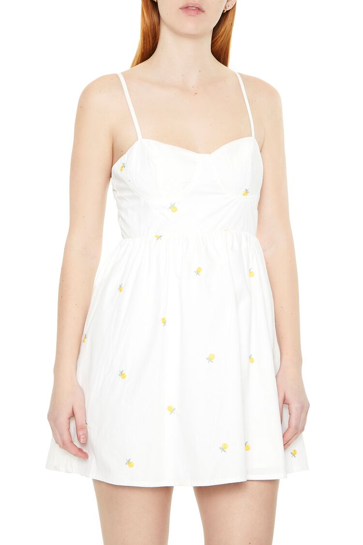  Forever 21 Embroidered Floral Bustier Mini Dress - white-multi - Bonton