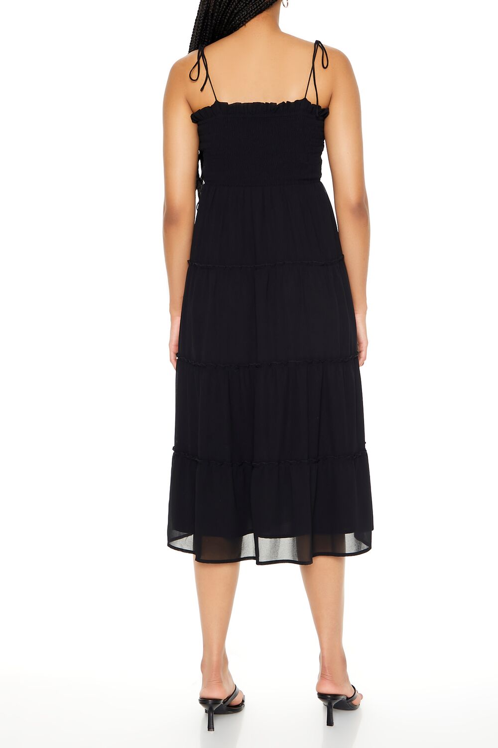  Forever 21 Tiered Self-Tie Cami Midi Dress - black-swatch - Bonton